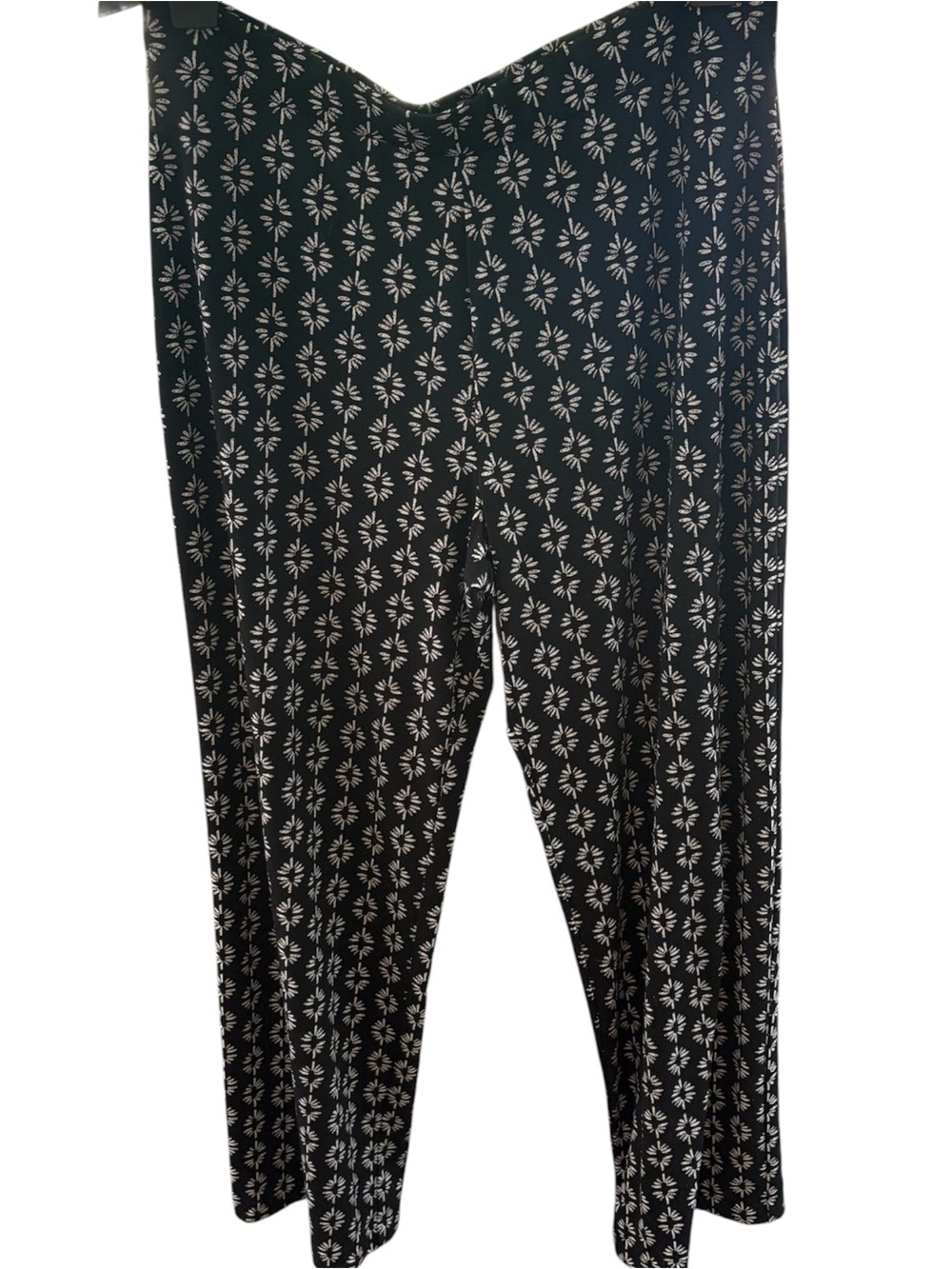 Black Printed Wide-Leg Women's Pants, L